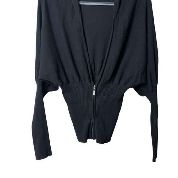 Vintage Guess Size XS Black Dolman Sleeve Half Zip Hoodie Jacket Slouchy Knit - Picture 3 of 14